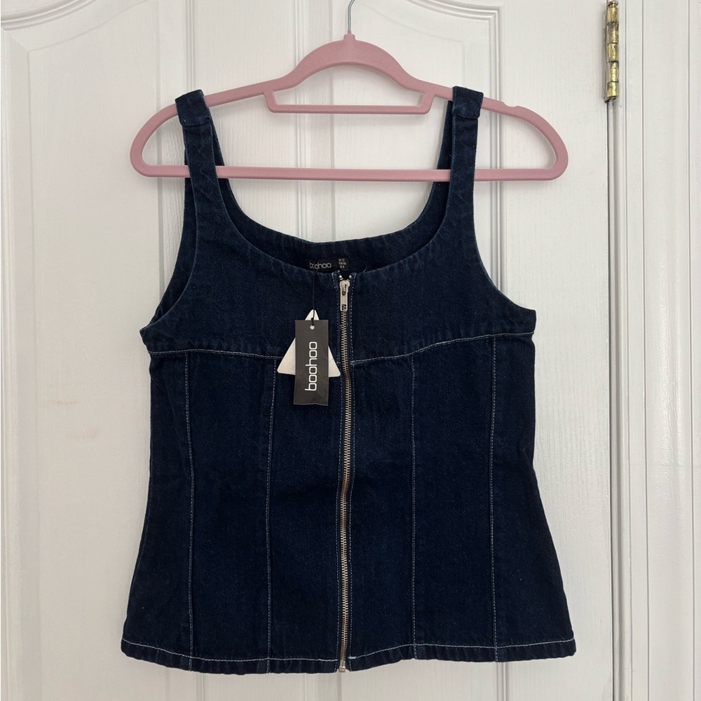 Boohoo Indigo Denim Zip Corset